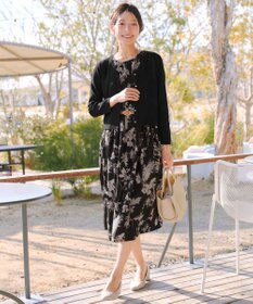 Tiaclasse 【2点セット】ニットボレロ＋花柄ワンピースセット