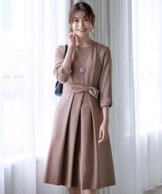 Tiaclasse 【セレモニー・新色追加・洗える】アシメリボンベルトフレアワンピース