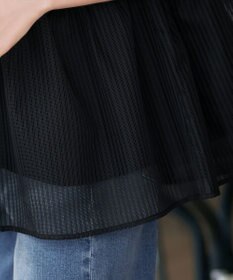 Tiaclasse 【洗える】 ストライプチュール切替トップス