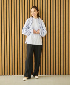 #Newans 【洗濯機可能/シワになりにくい】〈春名亜美さんコラボ〉ショルダーフリルブラウス