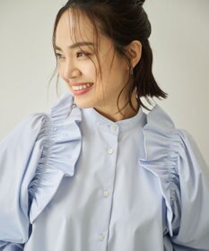 #Newans 【洗濯機可能/シワになりにくい】〈春名亜美さんコラボ〉ショルダーフリルブラウス