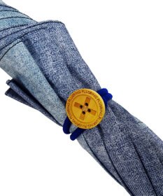+RING 【限定/日本製】プラスリング 晴雨兼用傘（長ショート）BLU denim-like pattern-chestnut handle SR224