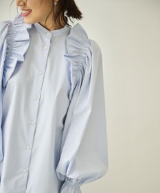 #Newans 【洗濯機可能/シワになりにくい】〈春名亜美さんコラボ〉ショルダーフリルブラウス