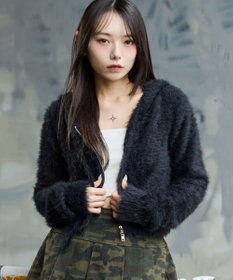 WEGO 【25秋冬新作】シャギーニットジップパーカー