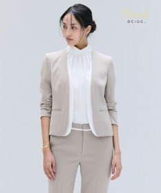 BEIGE， 【洗える・VERY NaVY 11月号掲載】CINDY / ダブルカラージャケット Taupe × White