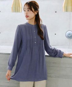 Tiaclasse 【スマート裏起毛・新色追加】 ピンタックシャツチュニック