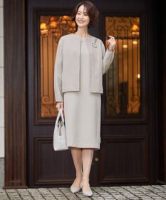 自由区 【XSサイズ～/洗える】ライトダブルクロス ノーカラージャケット