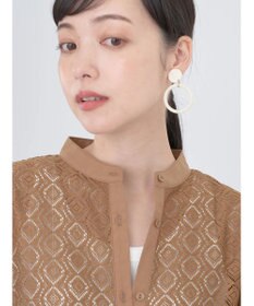 earth music&ecology レースバンドカラーシャツ