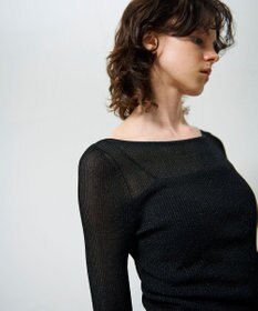 GRACE CONTINENTAL ラメシアーリブニットトップ