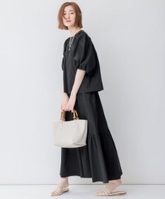 23区 L 【一部店舗限定/洗える】ハイカウントウェザーストレッチ パフスリーブ ブラウス