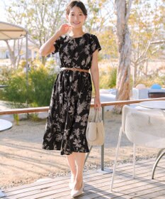 Tiaclasse 【2点セット】ニットボレロ＋花柄ワンピースセット