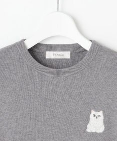 Feroux 【猫カフェMOCHAコラボ】しらたまくん刺繍 ニット