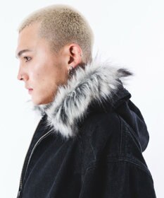 WEGO 【ユニセックス着用ITEM】ファーフードスラッシュデニムブルゾン