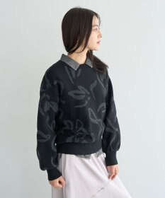 YECCA VECCA アート柄ふくれジャガードニット