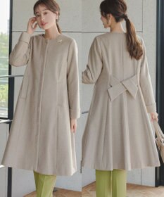 Tiaclasse 【ウール混】ノーカラーバックリボンウールコート