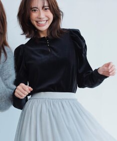 Feroux 【古畑星夏さん着用】ギャザーショルダーベロア プルオーバー