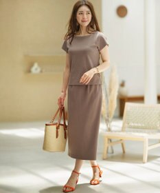 組曲 L 【WEB限定】ストライプジャガード カップ付きTシャツ