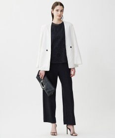 ICB L 【洗える】 シャイニーラメジャガード セミワイドパンツ