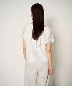 GRACE CONTINENTAL 刺繍ラッフルカラーノースリーブ トップ