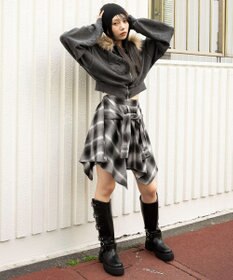 WEGO ファーフードショートZIPパーカー