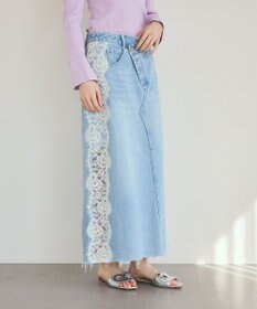 GRACE CONTINENTAL サイドレースデニムスカート