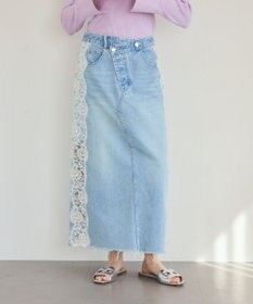 GRACE CONTINENTAL サイドレースデニムスカート