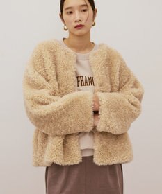 AMERICAN HOLIC ノーカラーフェイクファーコート