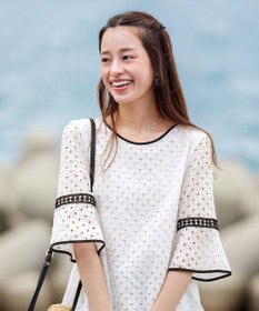 Tiaclasse 【小倉優子さん着用・洗える】パンチングレース配色チュニック