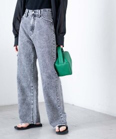 WEGO ウエストフィットワイドストレートデニムパンツ