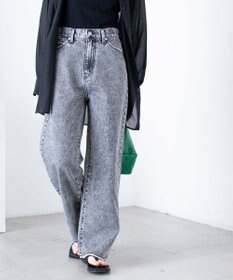WEGO ウエストフィットワイドストレートデニムパンツ
