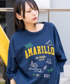 WEGO 【速乾/ひんやり/ユニセックス着用ITEM】接触冷感フロッキープリントグラフィックT（SS）