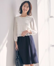 ANY SIS L 【洗える】レースコンビバックサテン ワンピース