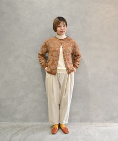 muuc 〈高品質スーパー120S極細ウールニット〉フラワージャカードのミドルゲージカーディガン