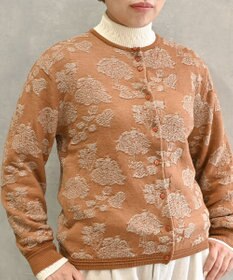 muuc 〈高品質スーパー120S極細ウールニット〉フラワージャカードのミドルゲージカーディガン