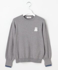 Feroux 【猫カフェMOCHAコラボ】しらたまくん刺繍 ニット