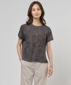 J.PRESS LADIES 【一枚で着映え】シアーエンブロイダリー カットソー