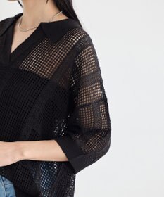 earth music&ecology レーシースキッパーポロニットプルオーバー