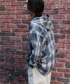 WEGO オンブレチェックフードシャツ（LS）