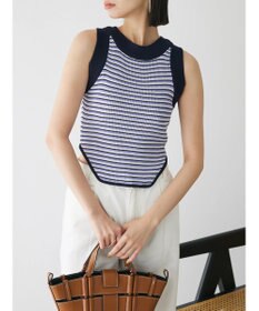 Green Parks デザインヘム配色ニットタンクトップ