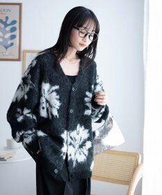 WEGO モヘアライク総柄BIGカーディガン