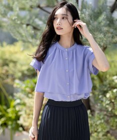 ANY SIS L 【洗える】バンドカラーレイヤード ブラウス