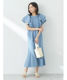 earth music&ecology ラッフル前開きデニムワンピース