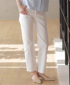 J.PRESS LADIES 【洗える】BASIC STRETCH DENIM ボーイフィット デニム ホワイト系