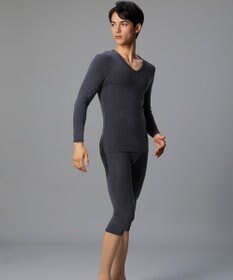 WACOAL MEN インナー メンズ 発熱インナー【エクス（R）】 吸湿発熱繊維 保温性 消臭性（汗臭・加齢臭） ストレッチ素材 深めVネック 8分袖 GL6221 /ブロス