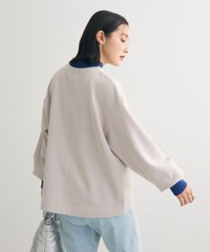 Green Parks 配色リブニットドッキング裏起毛プルオーバ