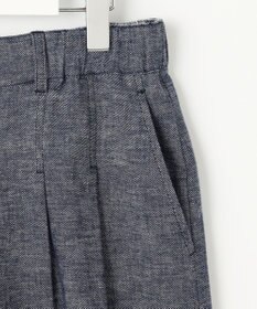 自由区 【洗える】コットンリネンシャンブレーワイドストレート パンツ