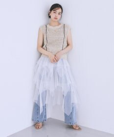 earth music&ecology 切り替えフレアデニムパンツ
