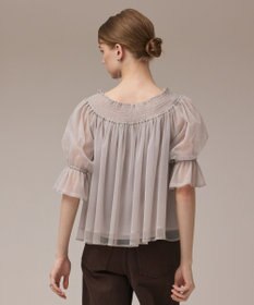 GRACE CONTINENTAL チュールシャーリングトップ