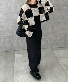 WEGO チェッカーメッシュニット