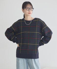 earth music&ecology チェックジャガードニットプルオーバー